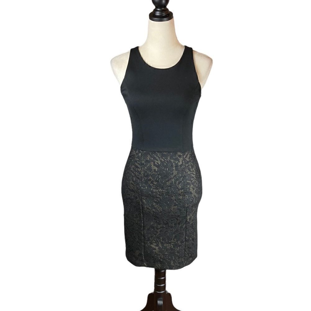 ‎Jessica Simpson Black and Tan lace sleeveless dress, size xs